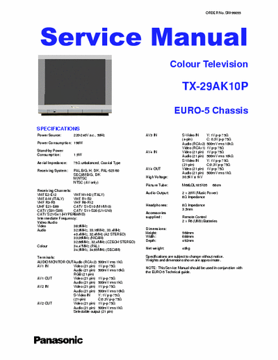 Panasonic TX-29 AK10P Shematic diagram of Panasonic TX-29AK10P